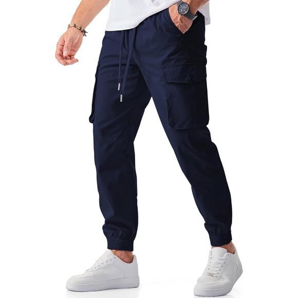 Other - Men's Casual Cargo Joggers Pants Stretch Elastic Waist Drawstring Tapered Sweatp